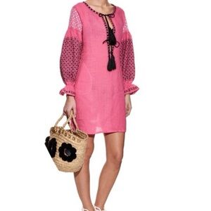 Pink Lace-Up Mini Dress